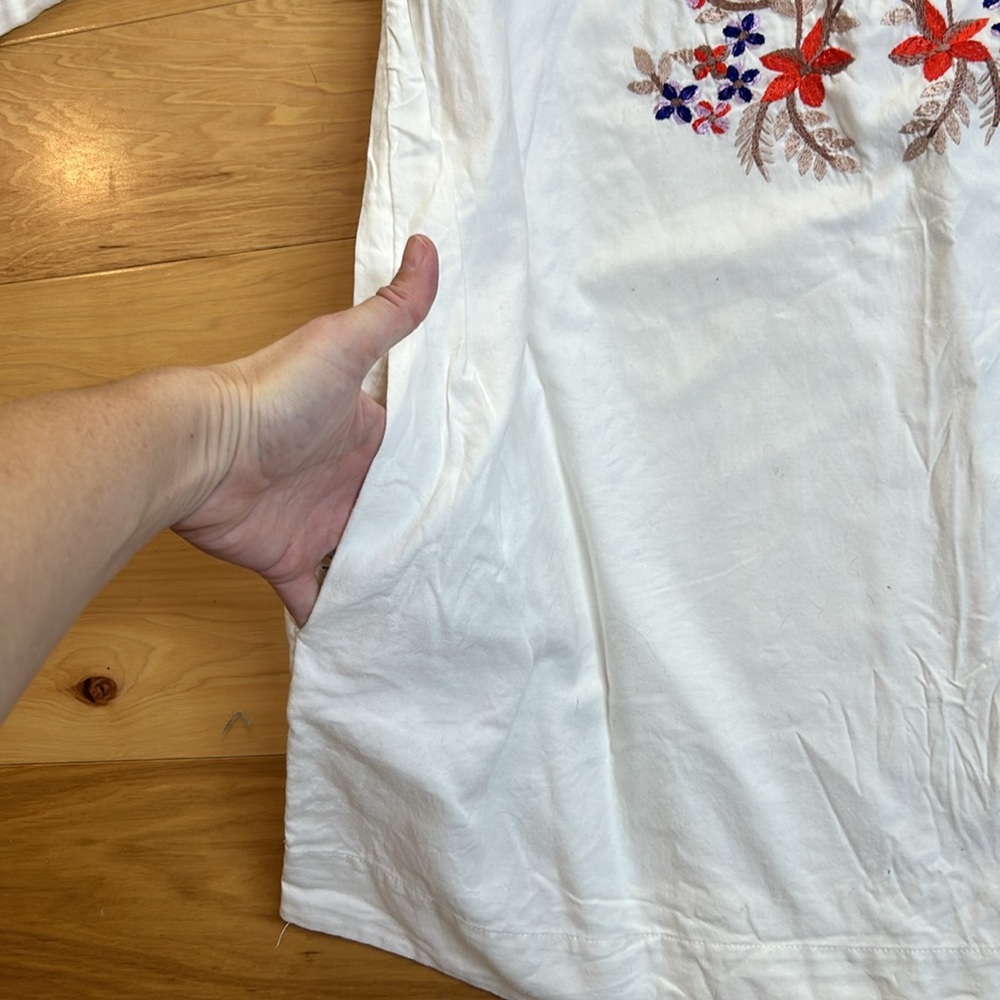 Free People Off Shoulder Embroidered 100% Cotton Dress w/Pockets | Size Small - Picture 8 of 11